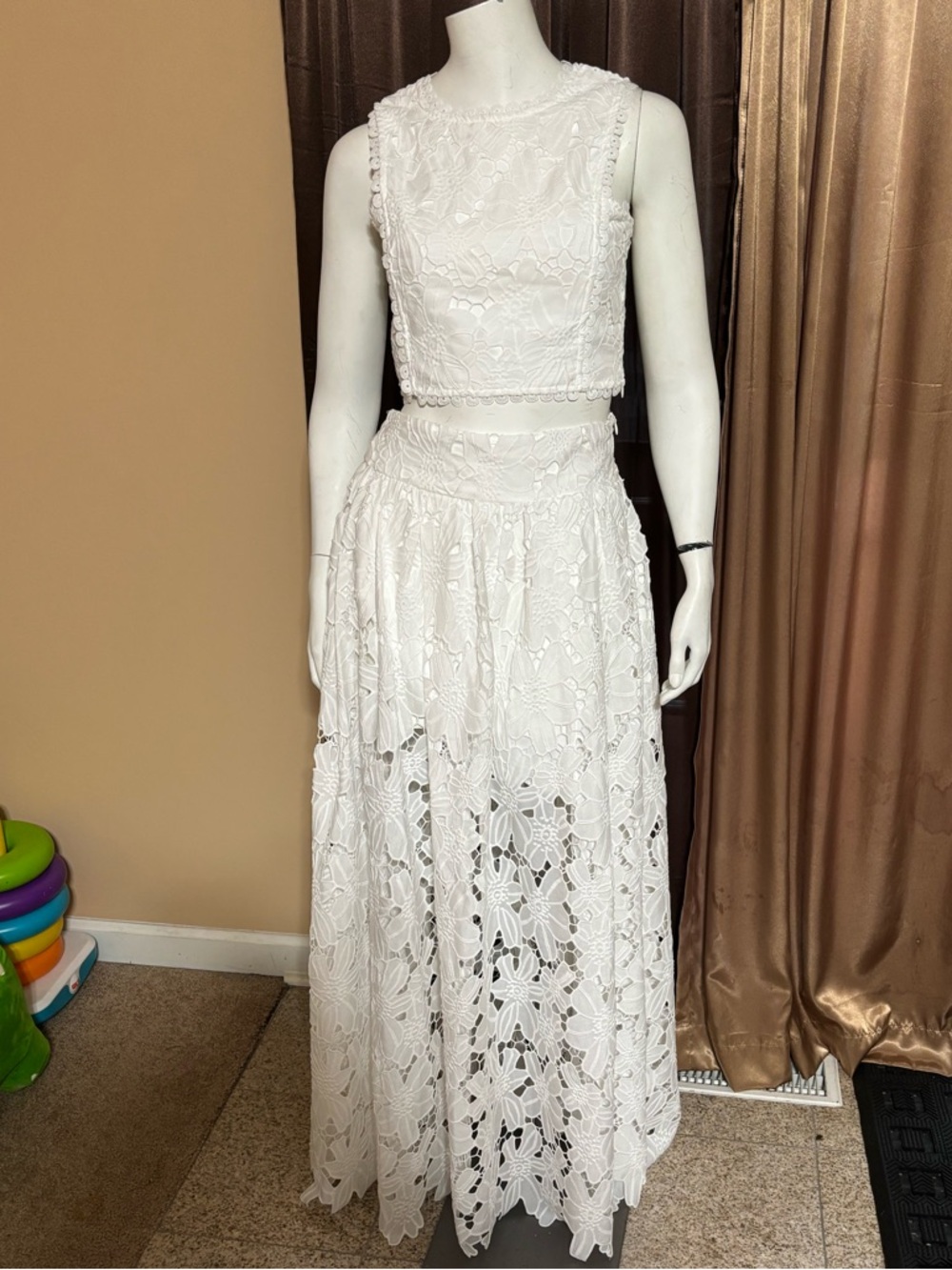 Innovare Denim White Maxi skirt with crop top